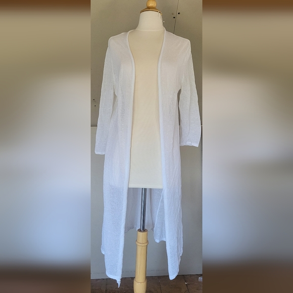 Sheer White Cardigan Overshirt - Picture 2 of 4